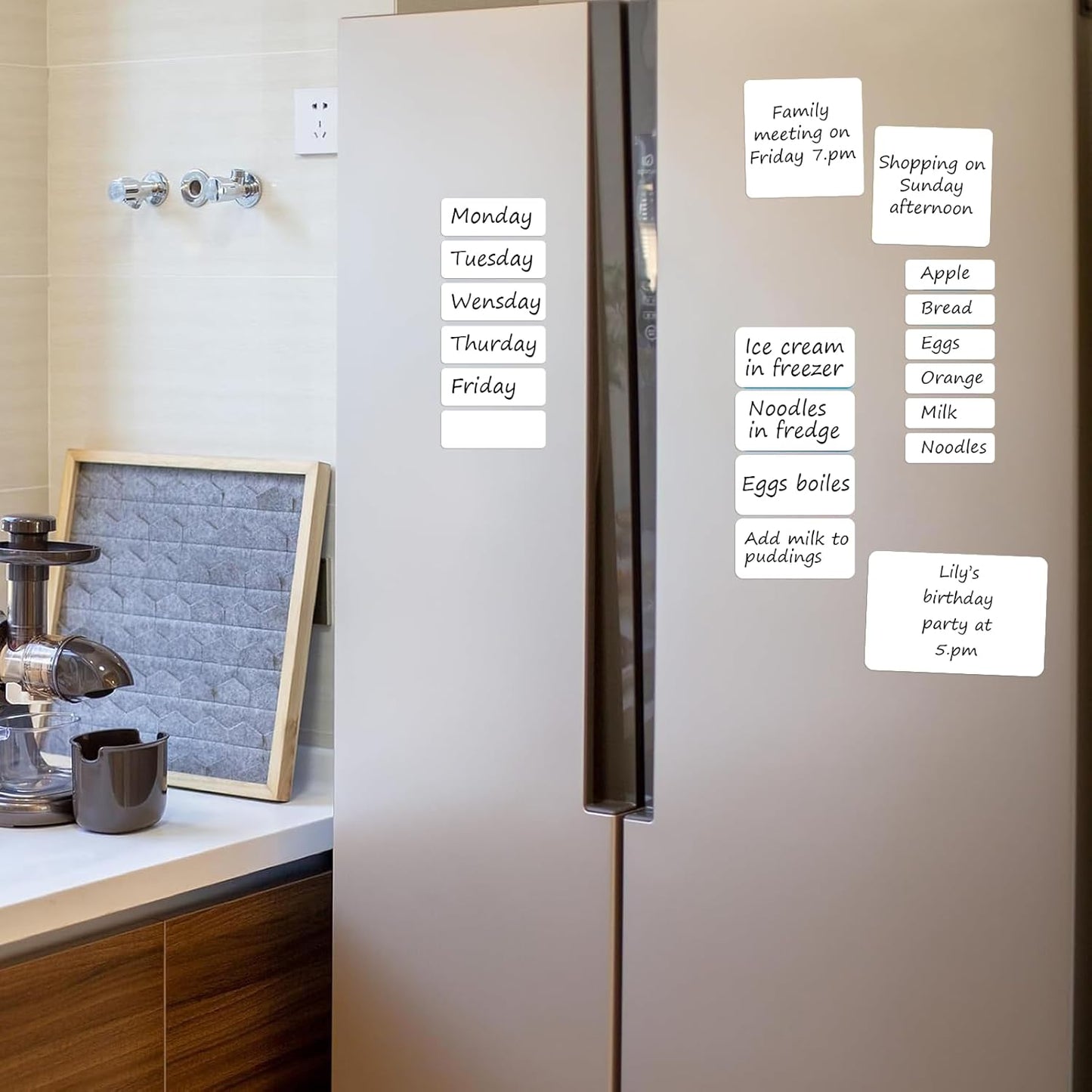 SVNOOC Multi-Use Removable Dry Erase Labels Stickers, White, Reusable Sticky Notes for Kitchen Office School All Purpose Use(1.25 * 3.5 inches White)