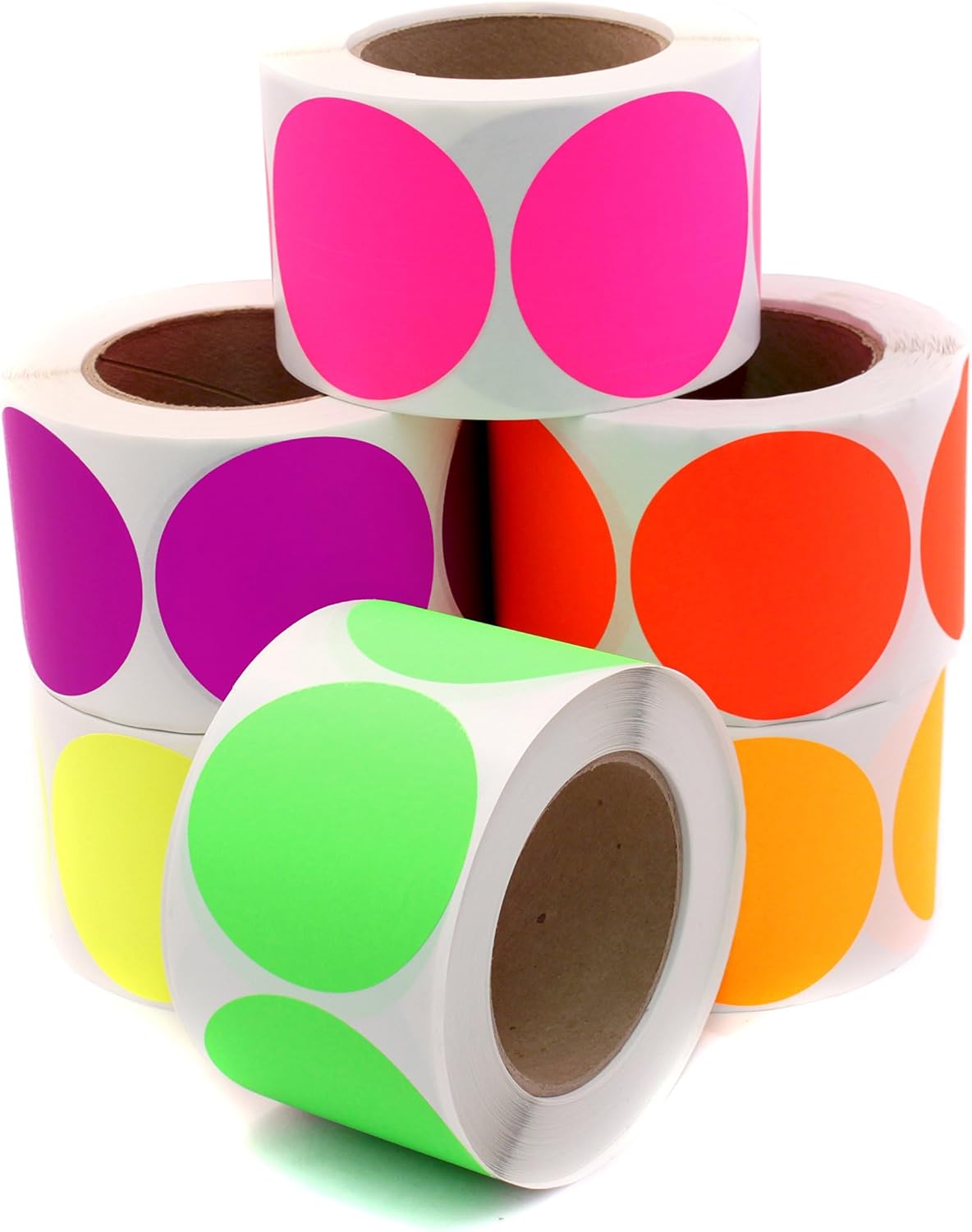 ChromaLabel 3 inch Fluorescent Color Code Label Kit, 6 Rolls of Assorted Colors, 3000 Stickers/Variety Kit
