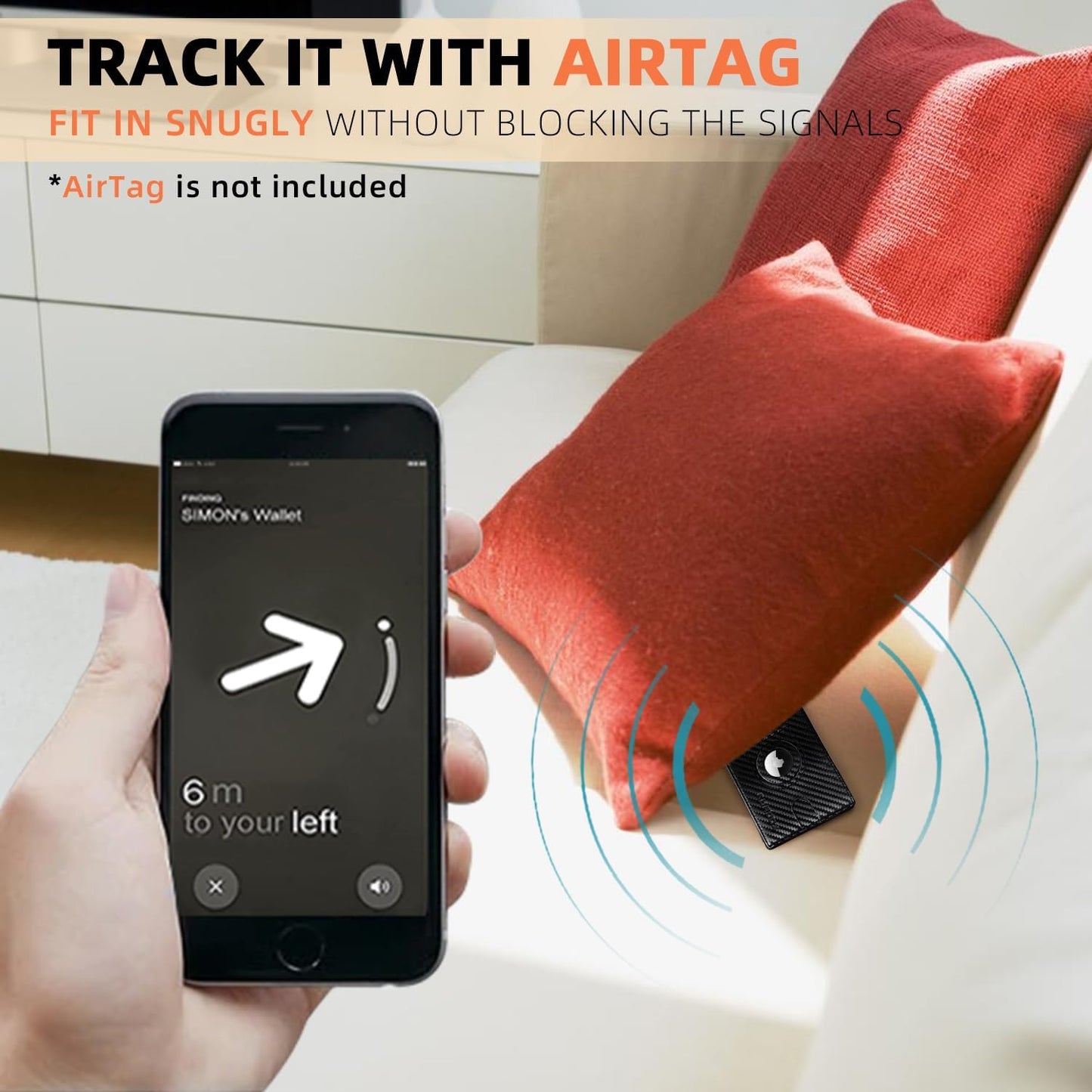 RUNBOX AirTag-Wallet-Mens-Slim-RFID Blocking Wallets Leather with Bill Compartment Air Tag Bifold Card Holder Wallet Gifts for Men Dad