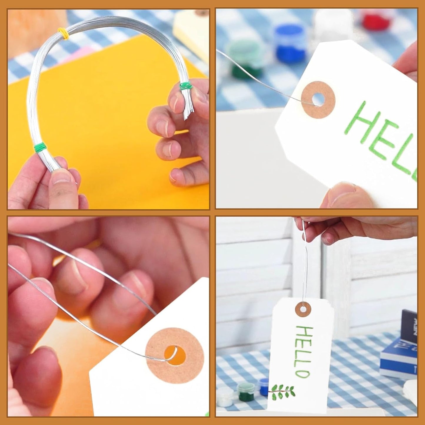 SallyFashion White Pricing Tags with Wire, 120 PCS Manila Shipping Tags 4 3/4" x 2 3/8", Wire Labels for Garage Sales, Heavy Duty Machinery, Vintage Clothing, Jewelry Pricing