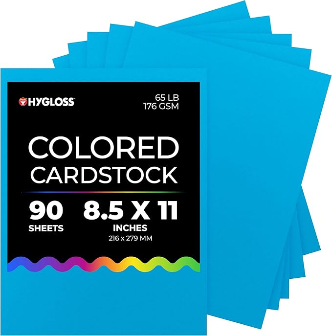 Hygloss Dark Blue Bright Colored Cardstock - 8.5x11-Inch, 90 Sheets, 65 lb/ 176 gsm, Fade-Resistant, Acid-Free Color Card Stock Paper