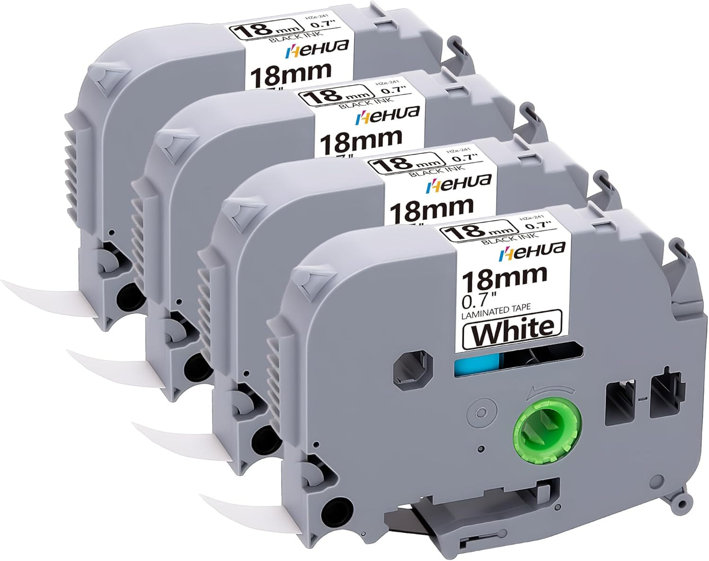Hehua Compatible 4PK TZe TZ Tape 18mm 0.7 Laminated White Label Replacement for Brother Label Maker Tape TZe-241 TZe241 TZ-241 for P Touch PTD400 PTD600 PTP750W PT1880, 3/4 X 26.2ft, Black on White
