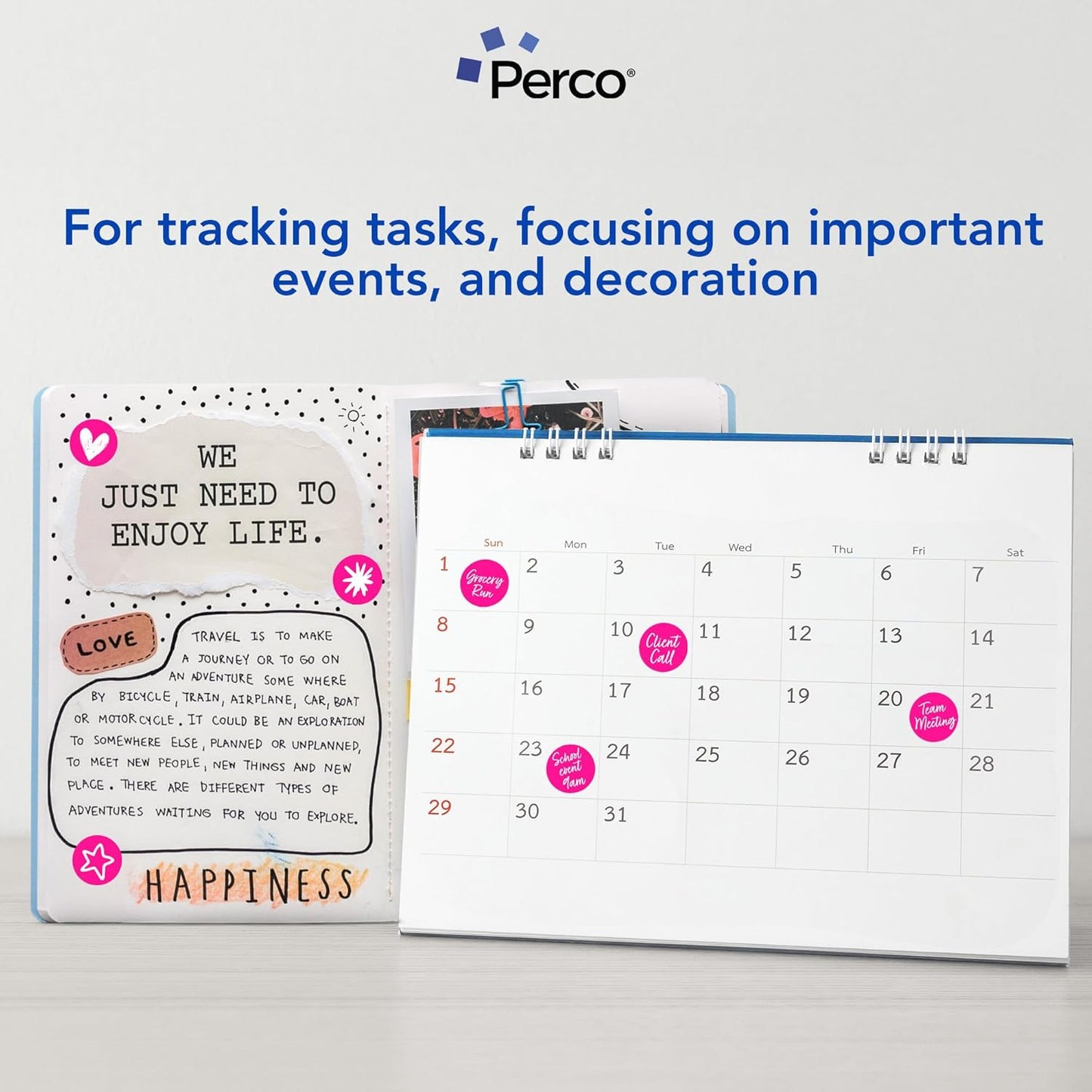 Perco Fluorescent Pink 1-Inch Perforated Circle Dot Sticker Labels — 10 Rolls, 10,000 Round Stickers — with Permanent Adhesive for Inventory Management, Color Coding, Garage Sales, Crafts—Made in USA