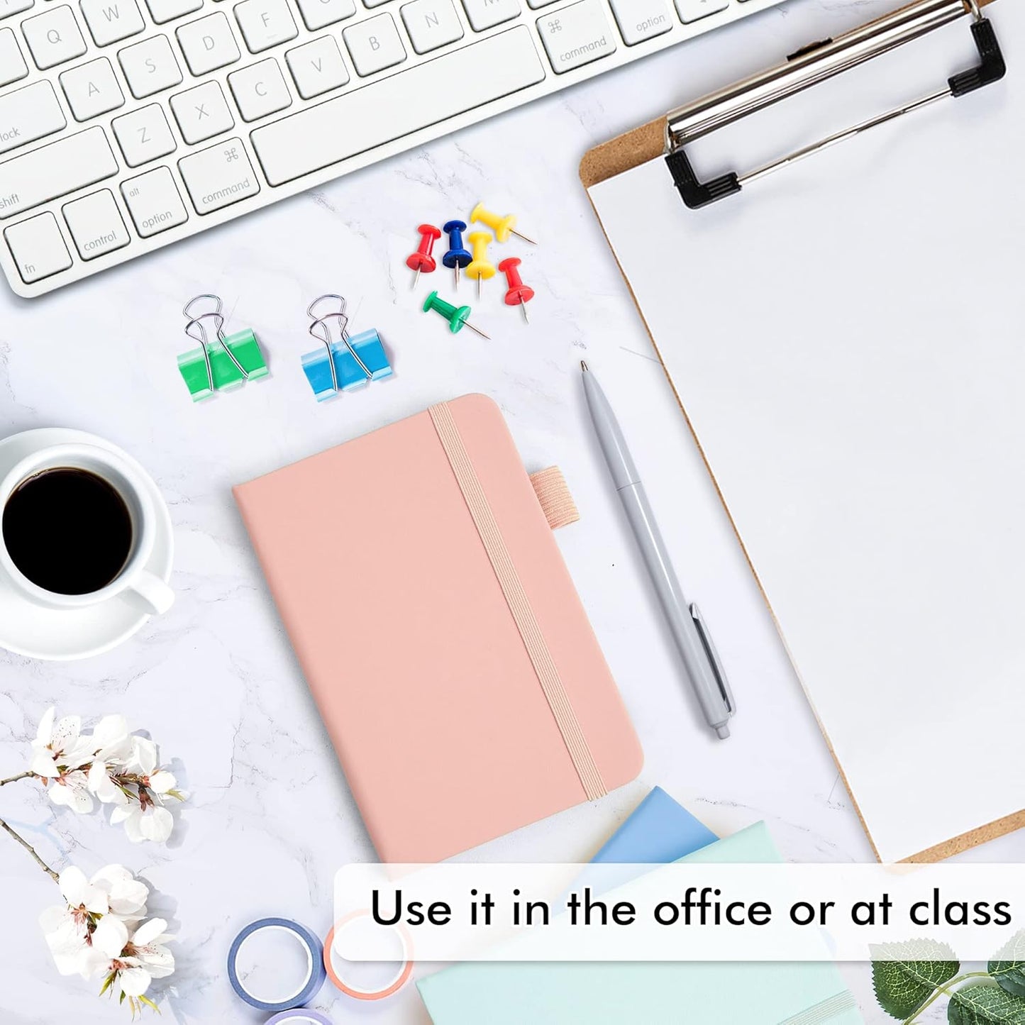 feela 6 Pack Pocket Small Notebooks Bulk, Mini Cute Memo Notepads Hardcover College Ruled Lined Journals with Pen Holder for Women Girls Office School, with 6 Black Pens, 3.5”x 5.5”, A6, Mild Colors