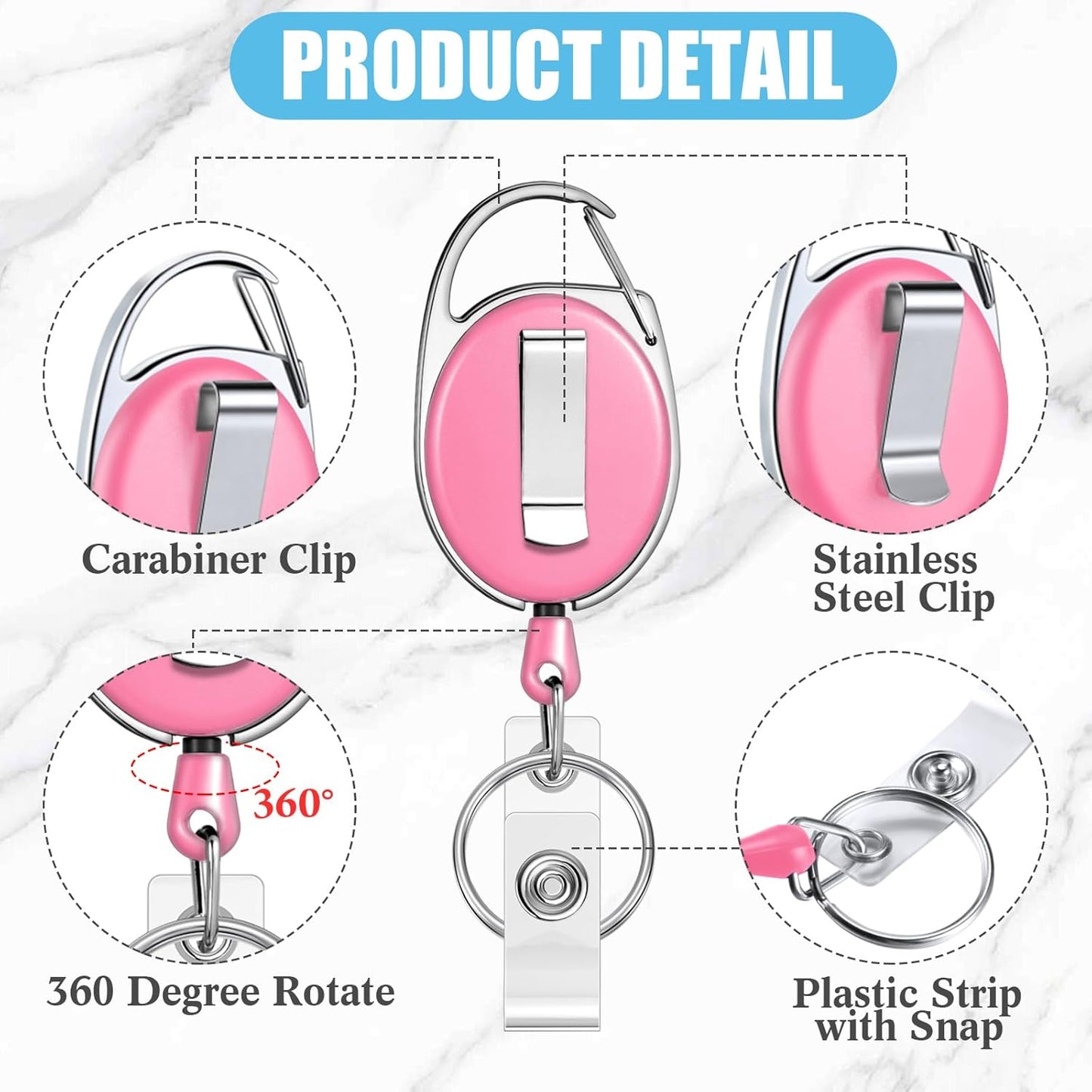 Yaomiao 100 Pack Retractable Badge Holder Reel with Clips Heavy Duty ID Card Holder Reels Bulk with Key Ring for Office Worker Doctor Nurse Employee School Students (Mixed Colors)