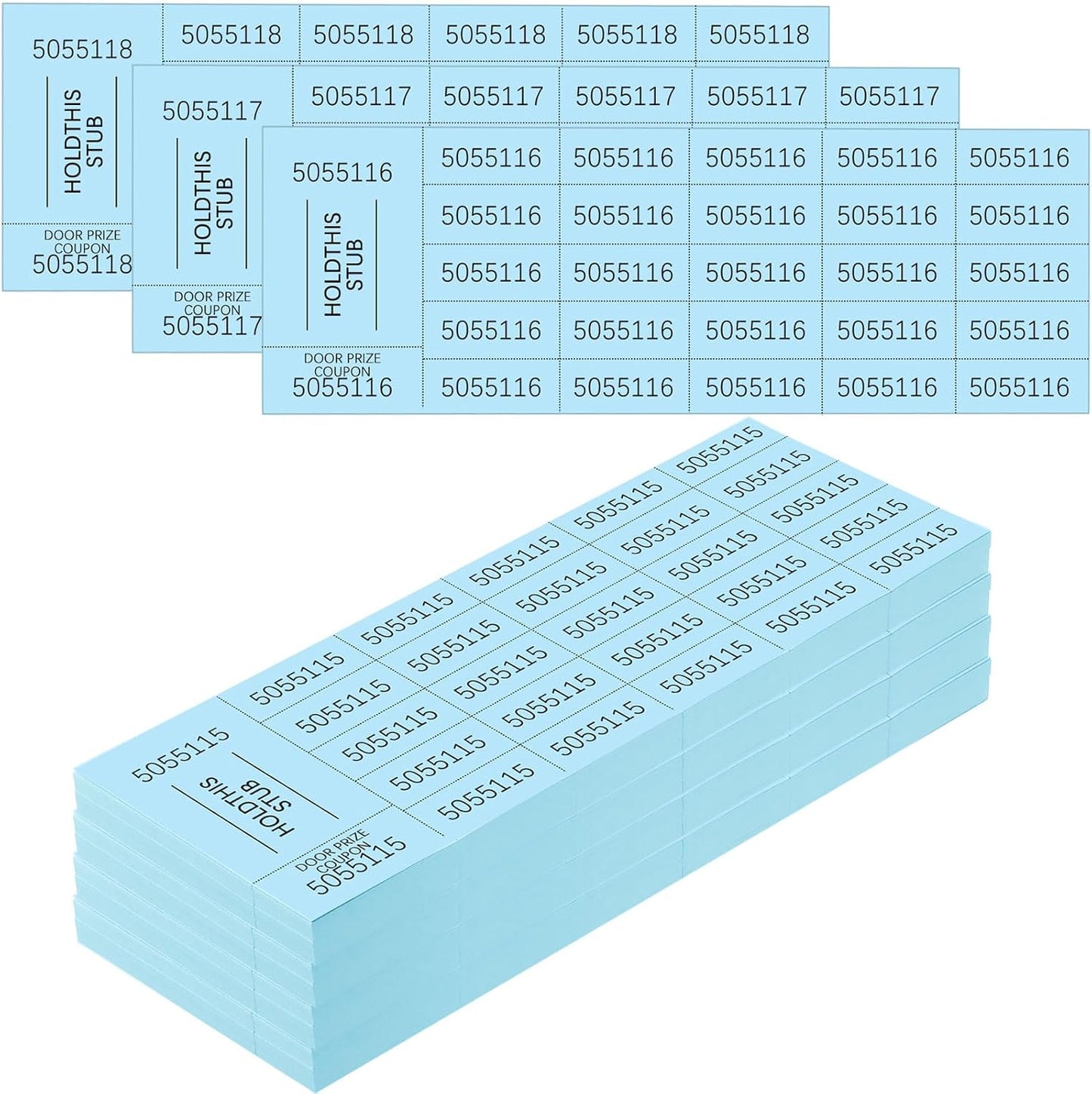 Kosiz 504 Sheets 25 Bid Raffle Ticket with Different Numbers Per Sheet Chinese Auction Tickets for Events Church Basket Auction Silent (Light Blue)