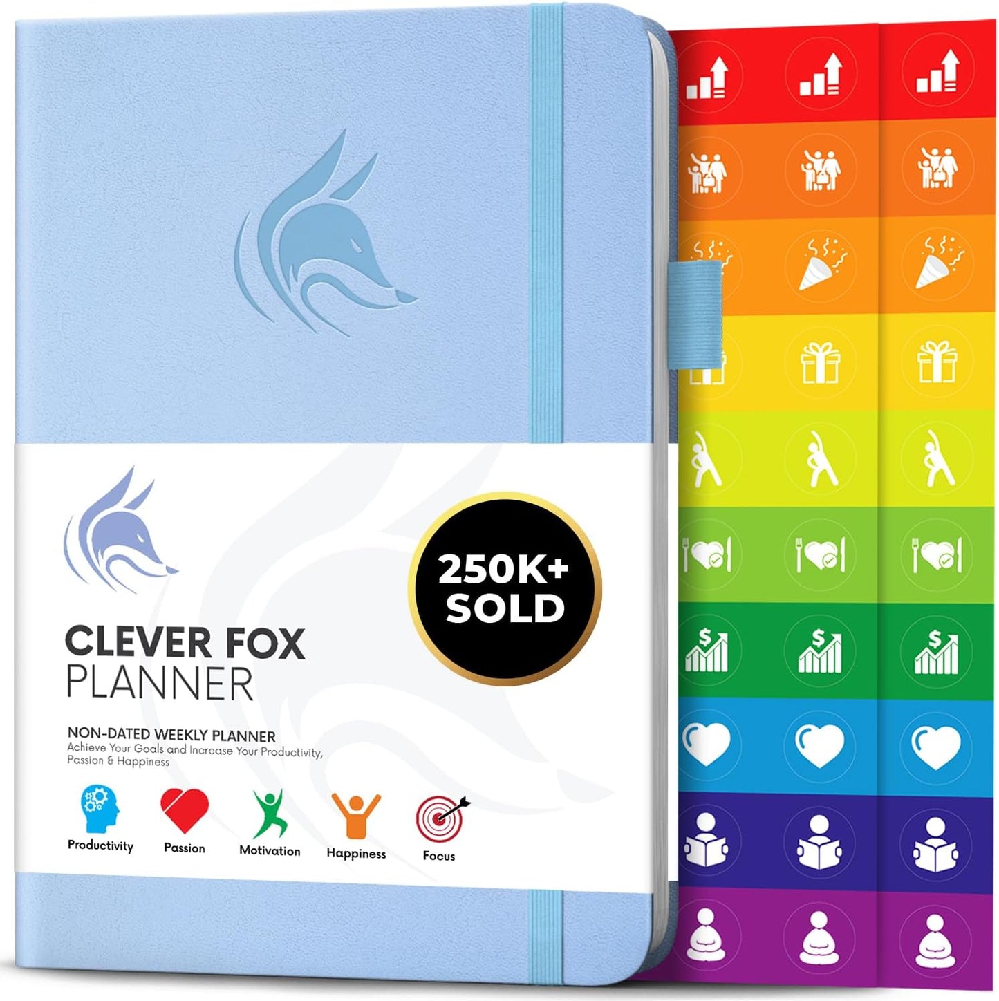 Clever Fox Planner – Undated Weekly & Monthly Planner for Productivity, Time Management & Goals – Organizer Journal – A5 (Periwinkle)