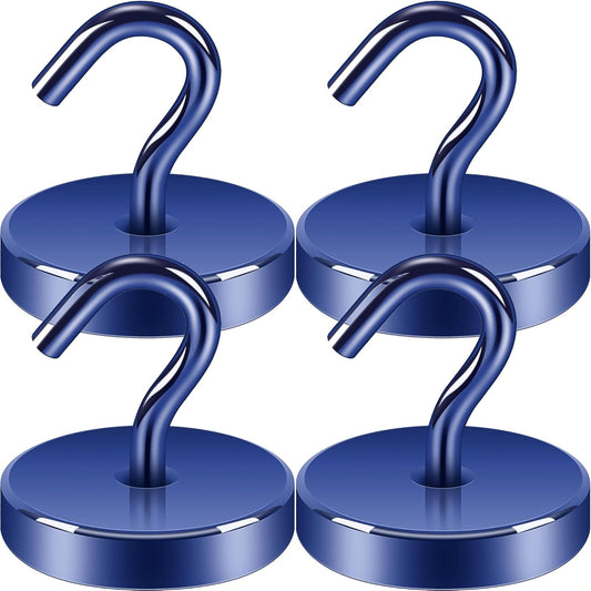 Neosmuk Magnetic Hooks, Heavy Duty 170lb Strong Magnets for Cruise Cabins, Ship Essentials, Large Metal Hooks for Hanging on Fridge(Navyblue,Pack of 4)