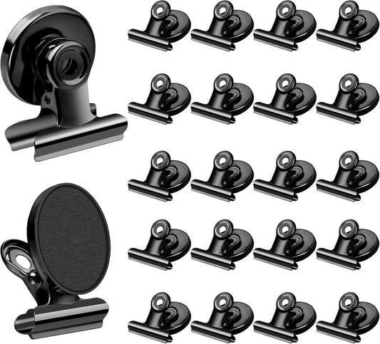 VNDUEEY 22 Pack Black Magnetic Clips for Whiteboard, Refrigerator Magnets Fridge Magnets, Magnet Clips for Home Kitchen & Office Organizing, Magnetic Paper Clip Holder
