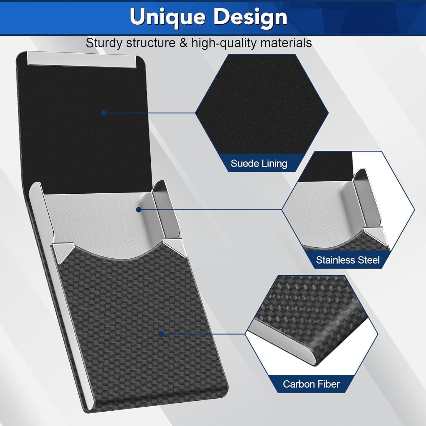 Business Card Holder with Ultra Slim Design, Business Card Case with Premium PU Leather, Suit Pocket Metal Card Holder for Women/Men, Magnetic Closure Quick Access Cards, Small and Easy to Carry