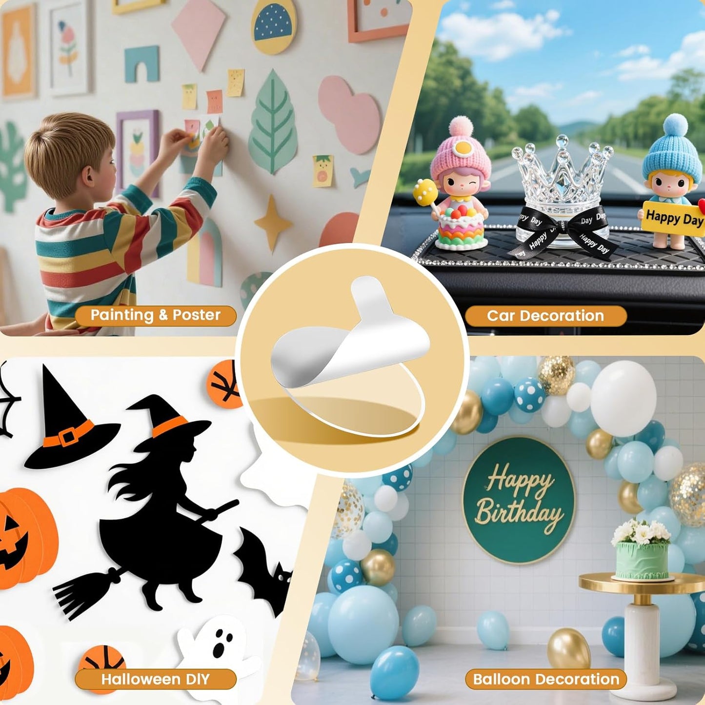 150Pcs Double Sided Adhesive Dots, Removable Clear Dots Sticky Tack, Waterproof No Trace Dots Adhesive Putty for Wall Hanging Crafts, Balloons Party Decorations Poster Picture Festival Decoration 30mm