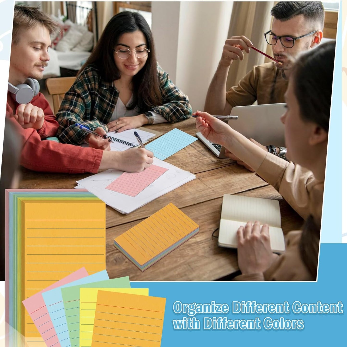 100 Pcs Colored Ruled Index Cards 3x5 Vertical Index Cards Notecards To Do List Cards Mini Memo Pad Daily to Do List Notepad Study Cards Double Sided Flashcards For Studying Note Taking