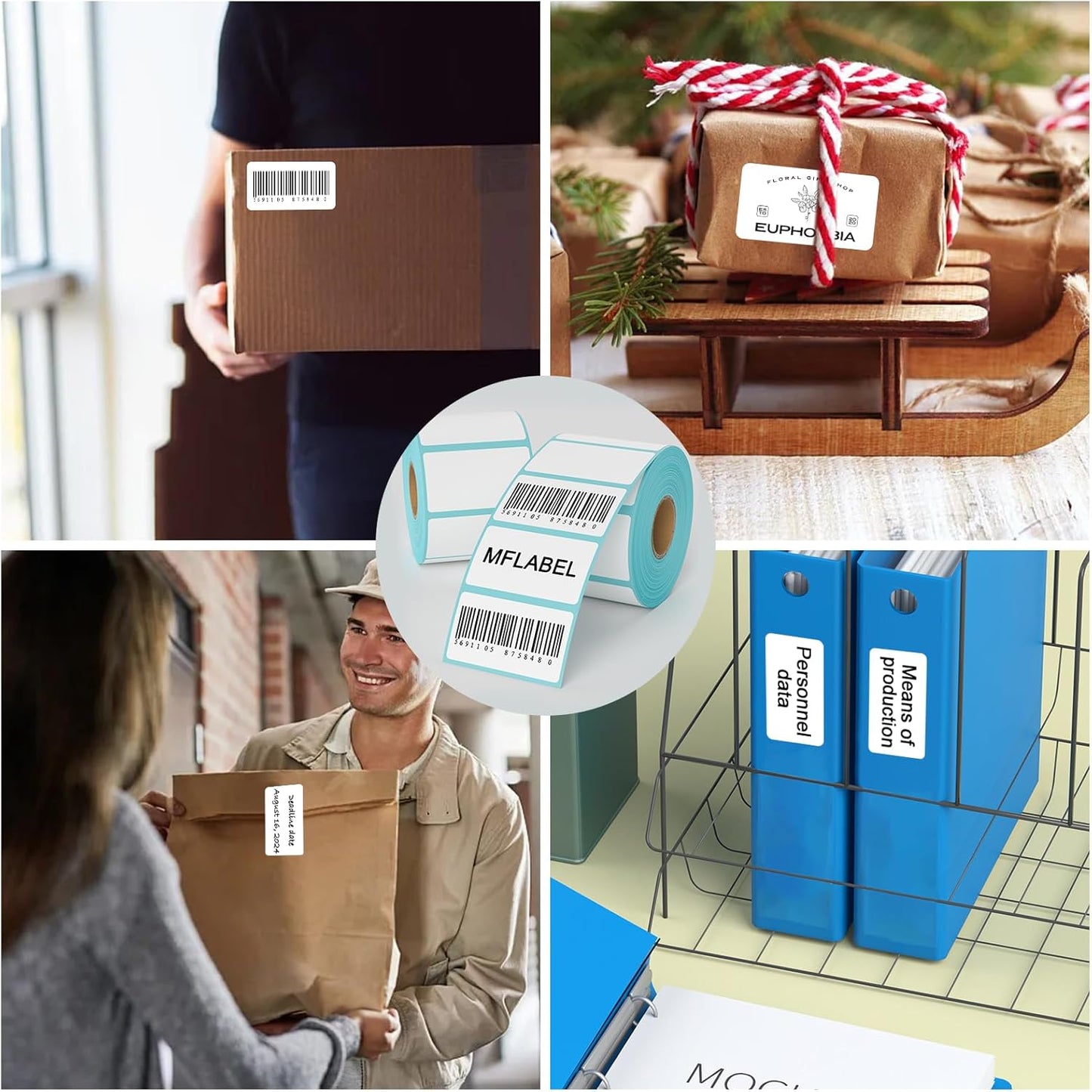 MFLABEL 2.25x1.25 inch Direct Thermal Labels 2-1/4 x 1-1/4 Inch White Thermal Printer Labels for UPC Barcode, Self-Adhesive Address Shipping Thermal Label Stickers 54 Rolls（1 Rolls/1000 Labels）