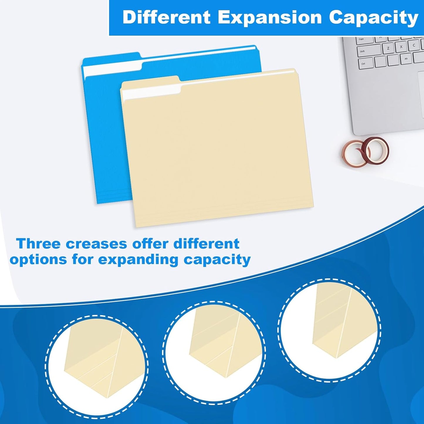 File Folder, HERKKA 120 Pack 1/3 Cut Tab File Folders, Colored File Folders Designed for Office and Classroom Use, Letter Size, Assorted 6 Colors