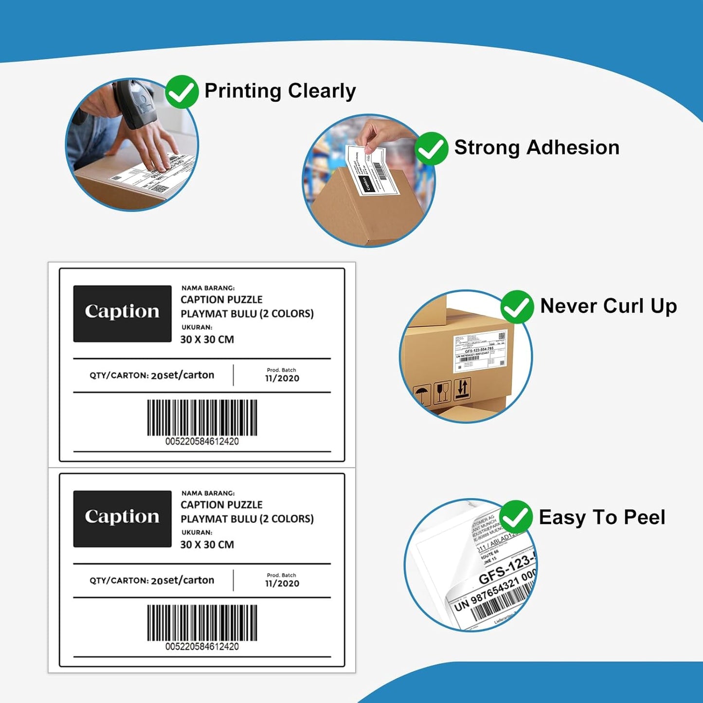 8.5" x 5.5" White Blank Shipping Labels, 400 Count (HB-R002)