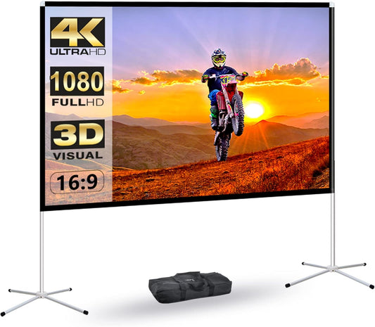 Portable Projector Screen 60inch,Movie Projection Screen,Indoor Projector Screen and Stand, 16:9 Projector Screen 4K HD Wrinkle-Free Lightweight