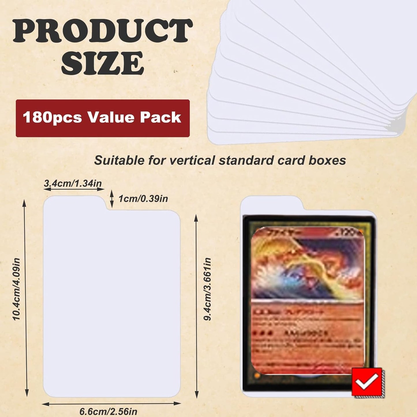 QINGUANG Trading Card Dividers White | 180PCS Vertical Paper Cards Divider Organizer for Standard Baseball/MTG/TCG/Sports/Game Cards | Paper Separator Organizer for Card Storage Box