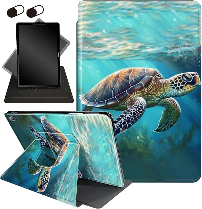 for All-New Amazon Kindle Fire HD 10 Tablet Case (13th Generation, 2023 Release) 10.1", 360 Degree Rotating Stand Cover with Auto Wake Sleep Case for Fire Tablet 10 2023,Sea Turtle