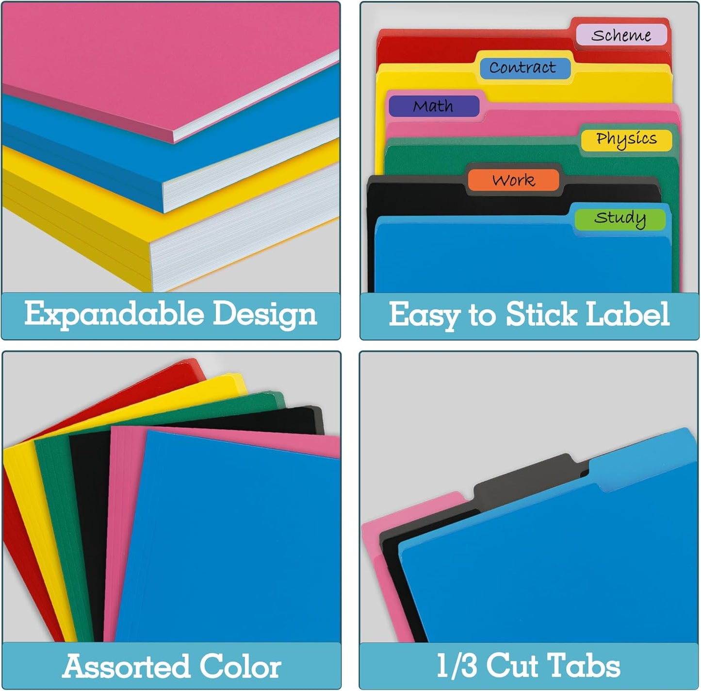 Two Tone Color File Folder 8.5 x 11 Inch,100 Packs Pink File Folders,1/3 Cut Tabs File Folder Letter Size,Manila File Folders for Office,School and Home,Organization