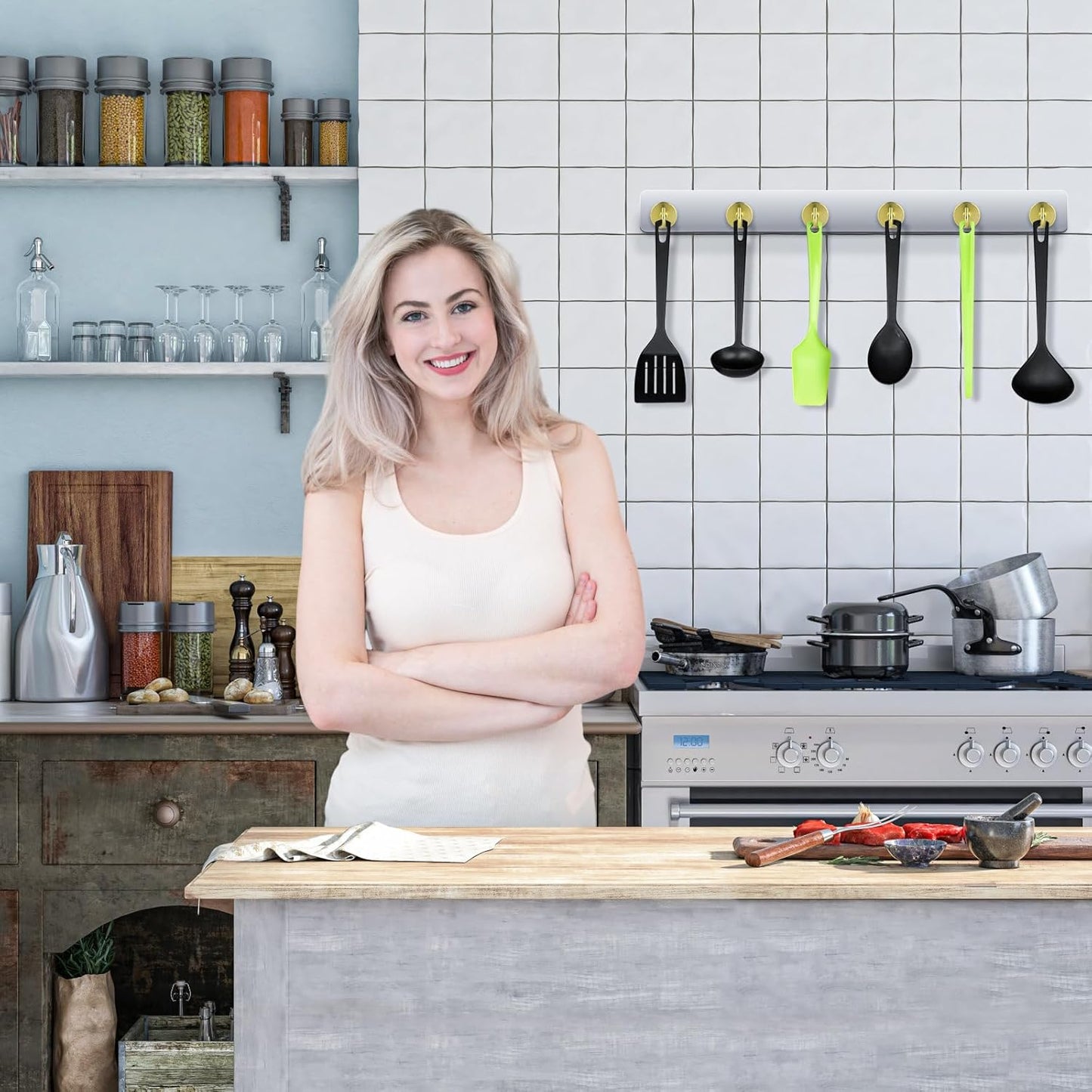 Neosmuk Magnetic Hooks Heavy Duty, Strong Magnet with Hook for Fridge, Super Neodymium Extra Strength Industrial Hooks for Hanging, Magnetic Hanger for Toolbox, Cruise, Grill(Golden,4 Pack)