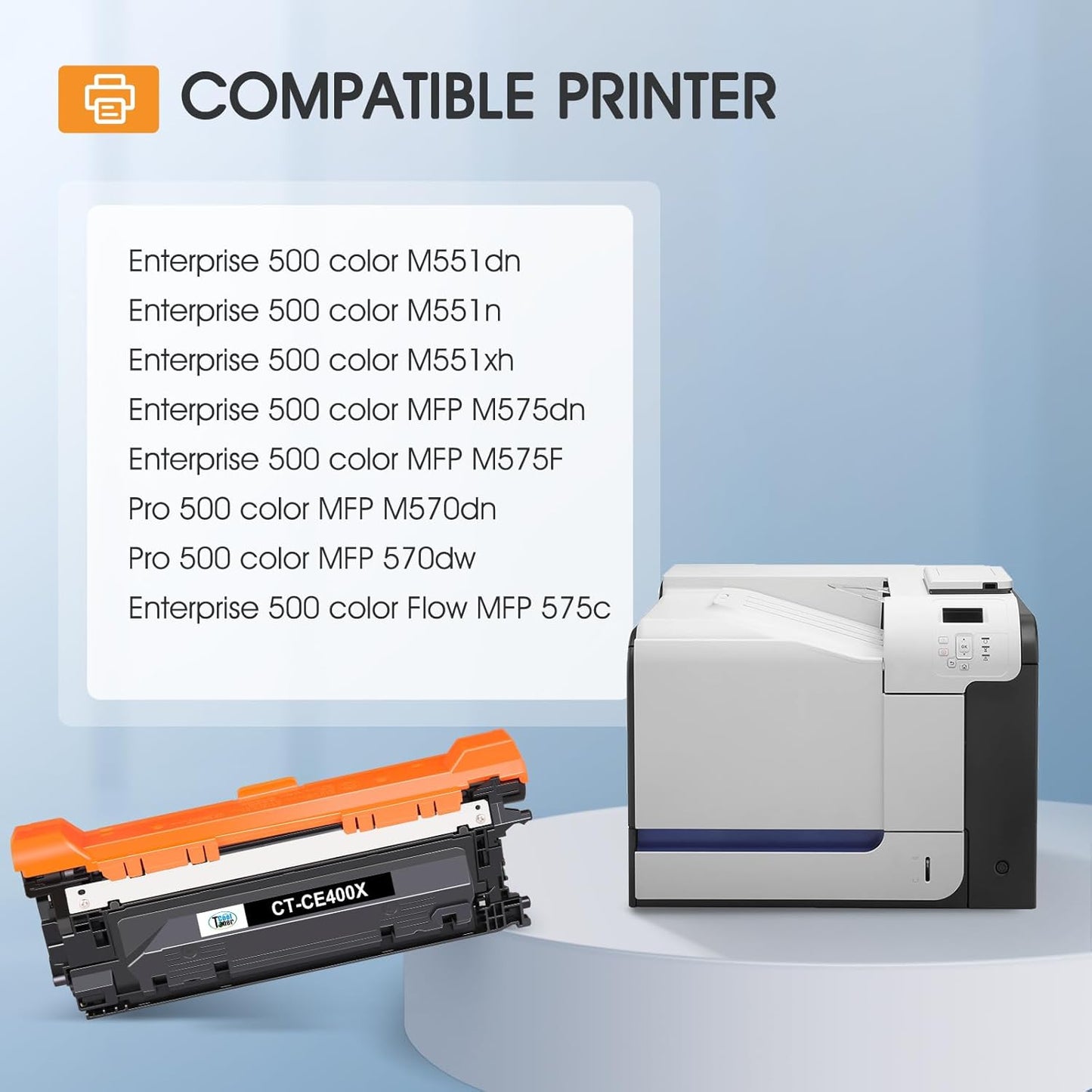 507X 507A Toner Cartridges 4 Pack Compatible for HP 507X 507A High Yield CE400X CE401A CE402A CE403A for HP Laserjet Enterprise 500 Color M551 M551n M551dn M551xh M570dn M570dw M575f Printer