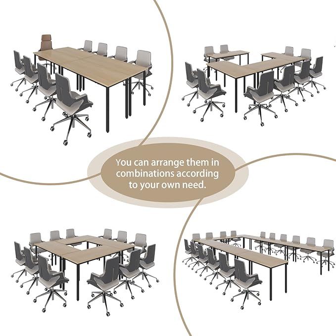 Bonzy Home Conference Tables 9ft Office Computer Desk for Meeting Room Study Writing Printer Podcast Table for 4-8 People Rustic Natural 2PCS 110.2"x23.6"x29.5"