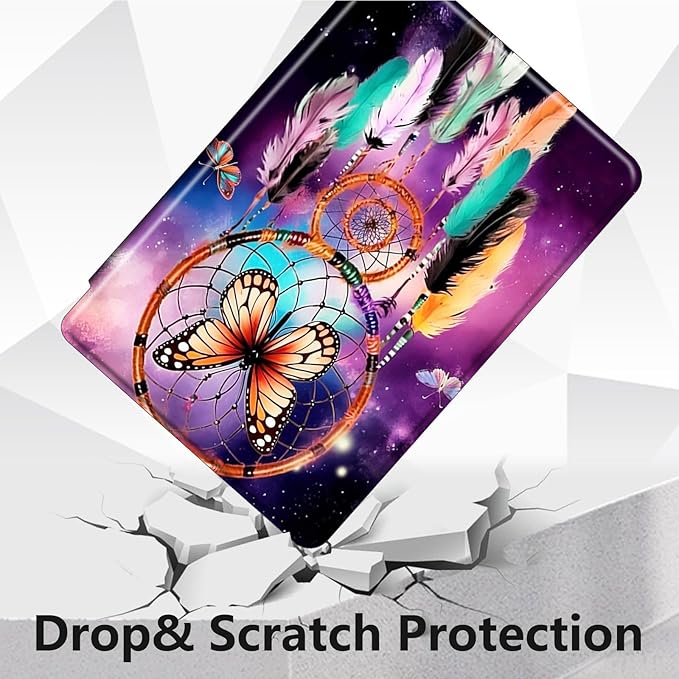 for All-New Amazon Kindle Fire HD 10 Tablet Case (13th Generation, 2023 Release) 10.1", 360 Degree Rotating Stand Cover with Auto Wake Sleep Case for Fire Tablet 10 2023,Dream Catcher/Butterfly
