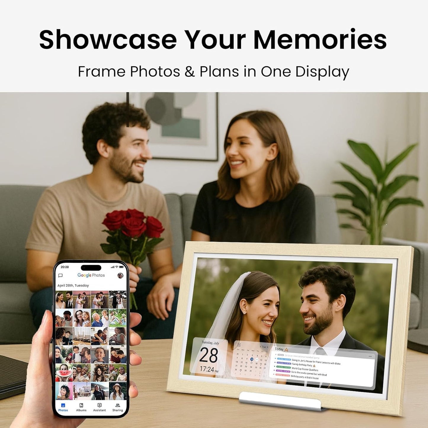 ApoloSign Digital Calendar: Electronic Calendar, Smart Touchscreen Interactive Display for Chore Chart, Family Schedules Planner, Supports All Apps via Google Play (Yellow, 15.6-inch)