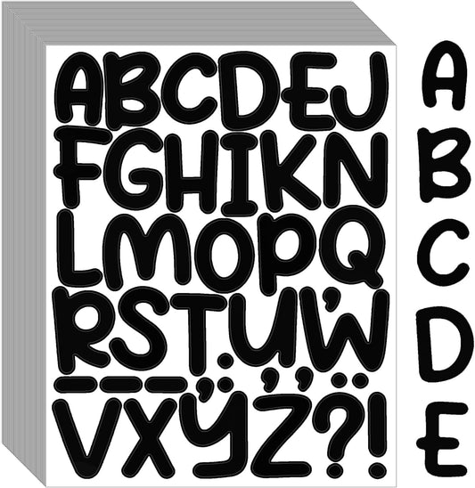 Bemeol 1368 Pieces Letter Stickers 36 Sheets 2 Inch Alphabet Letter Stickers Vinyl Self Adhesive Sticker Letters for Bulletin Board Home Classroom Mailbox Decor(Black)