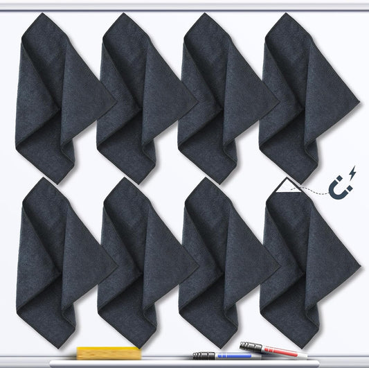 Gerrii 8 Pcs Magnetic Cleaning Cloth Dry Erasers for White Boards Compatible with Most Whiteboards Dry Erase Reusable Microfiber Cloth Eraser 12 x 12 Inch(Dark Gray)