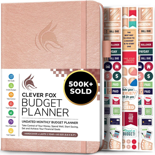 Clever Fox Budget Planner - Expense Tracker Notebook. Monthly Budgeting Organizer, Finance Logbook & Accounts Book, Bill Tracker, A5 (Rose Gold)