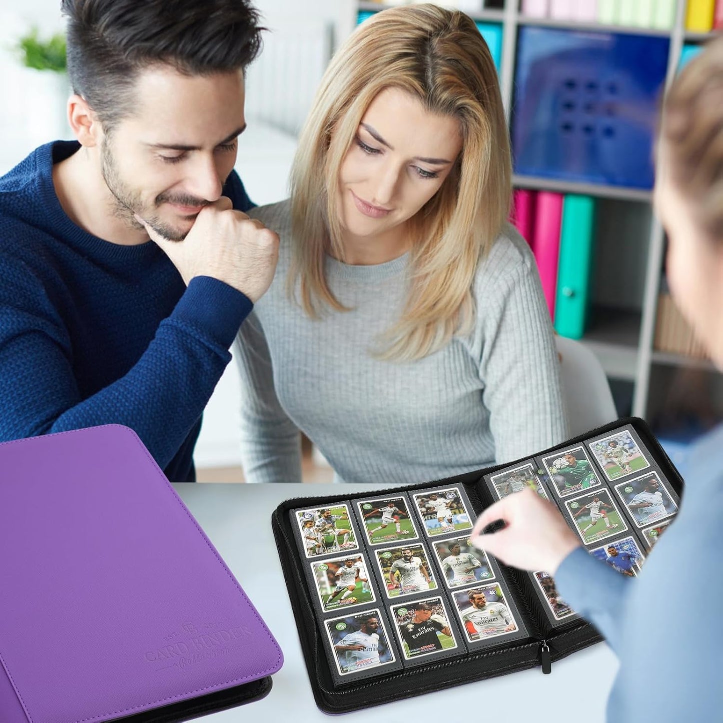 9 Pockets Card Binder,Premium Zip Trading Card Binder,540 Double Sided Pocket PU Collection Binder, Collector Album, Card Folder for MTG, TCG, Business Cards.(Purple)