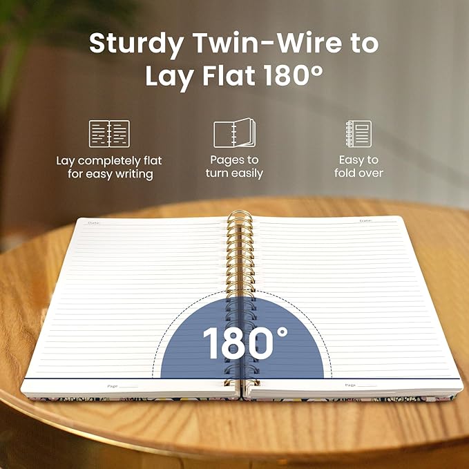 Lined Spiral Notebook Journal for Work, 300 Pages Thick B5 (7.1"x10") College Ruled Journal for Women & Writing, Hardcover Notebook for Note Taking, Perfect for Office Home School, Spring Meadow