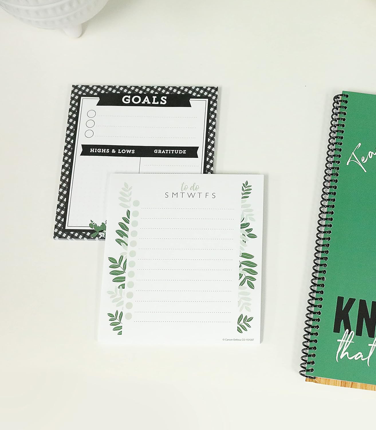 Carson Dellosa Farmhouse Notepad 4-Pack, Note Pads for Goals, To Do List, Checklist, Notes, Sketch Pad, and Classroom Organization Stationary, Desk Accessories and Office Supplies