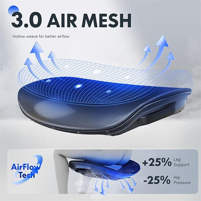 FLEXISPOT OC3 Pro Ergonomic Office Chair High Back Computer Chair with Flip-up Armrest/8-Level Lumbar Support, Breathable Mesh Seat Cushion Backrest, Chairs for Home Office Gaming Working, Black