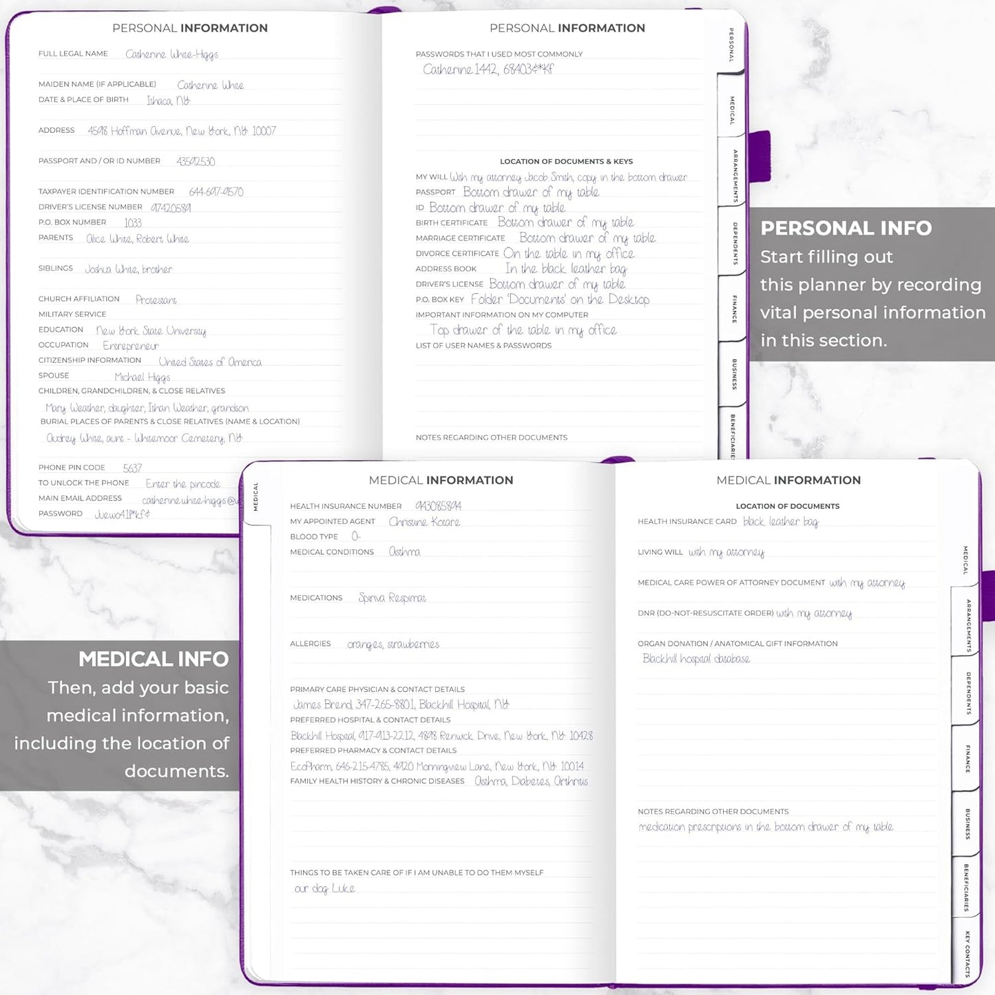 Clever Fox Large End of Life Planner – Guided Final Arrangements Organizer Notebook for Instructions, Beneficiary Info, Will Preparation, Last Wishes & Funeral Planning – 8.5" x 11" (Purple)