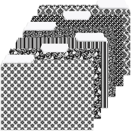 Current Elegant Black File Folders Value Pack - Bulk Set of 24, 6 Pretty Decorative Designs, 1/3 Cut Tabs, Heavy-Duty Paper Stock, Office Supplies for Home & Work, 9-½” x 11-¾” Letter Size