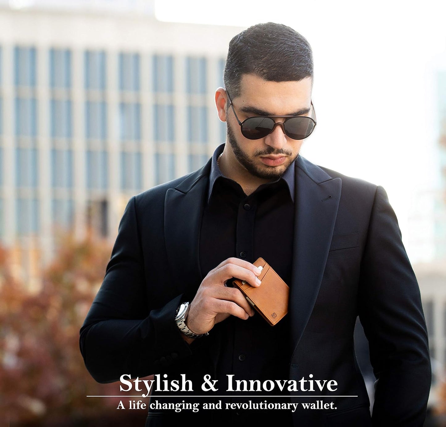 SERMAN BRANDS Money Clip Wallet - Mens Wallets slim Front Pocket RFID Blocking Card Holder Minimalist Mini Bifold