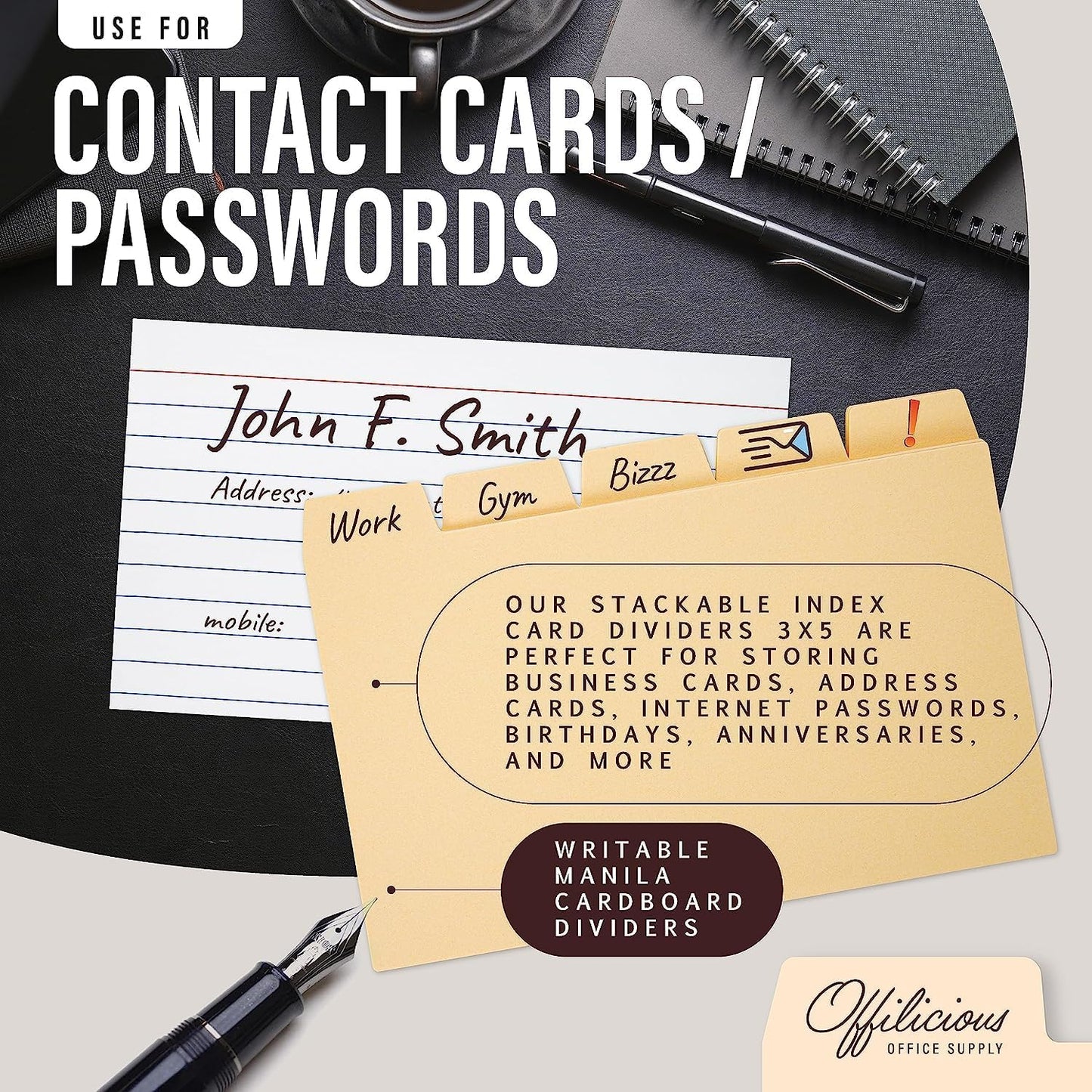 50 Manila Index Card Dividers 3x5 with Tabs & Alphabet Stickers for Recipe Cards