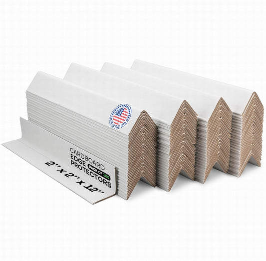 IDL Packaging Cardboard Edge Protector 2" x 2" x 9", Pack of 100 - V-Board Reinforced Cardboard Corners for Shipping - White Kraft Corner Protectors for Pallets - Recyclable and Eco-Friendly Material