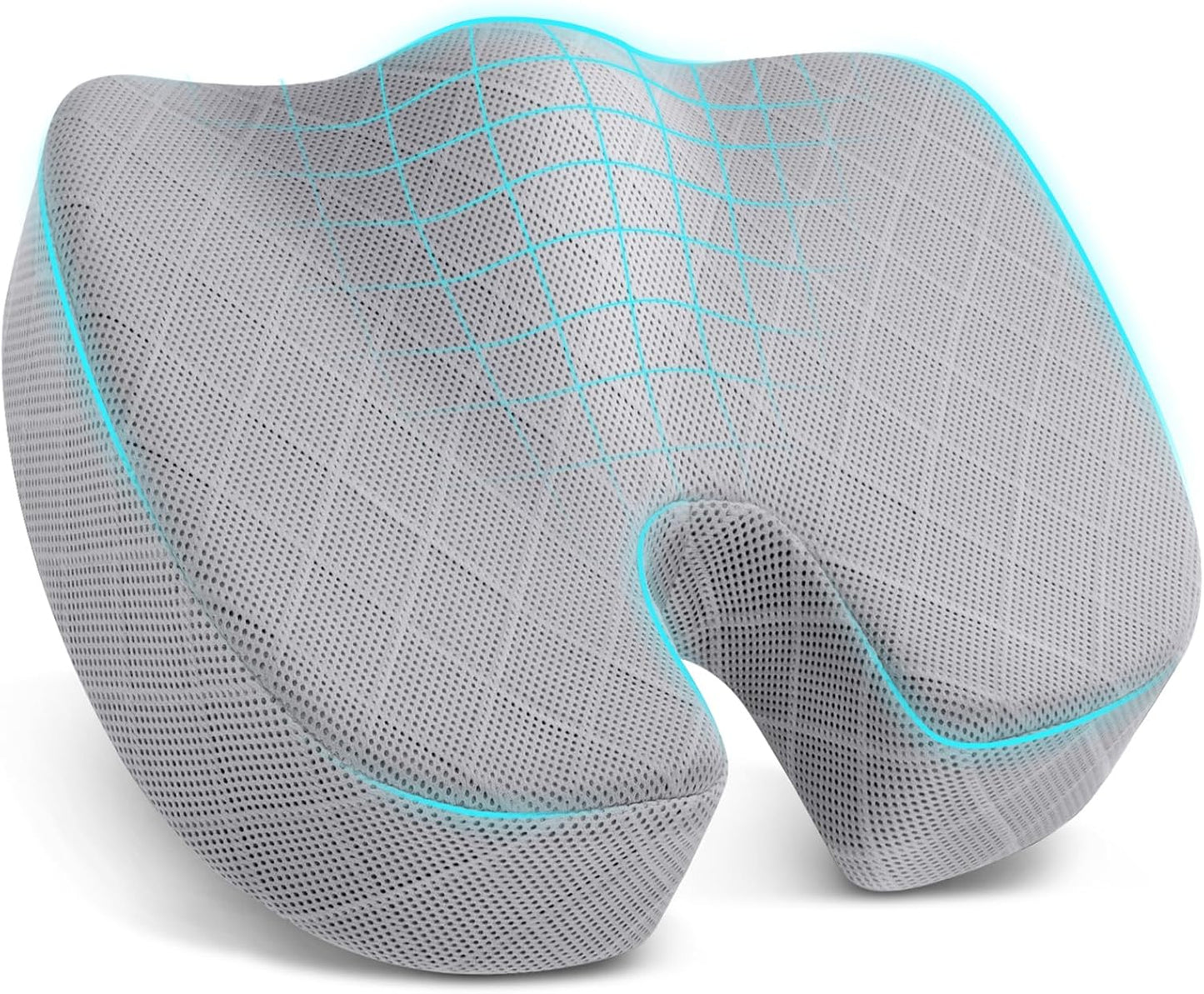 TushGuard Office/Car Seat Cushion, Non-Slip Sciatica & Back Coccyx Tailbone Pain Relief Chair Pad, Memory Foam Butt Pillow for Computer Desk, Wheelchair, Driving (Light Grey, XX-Large)