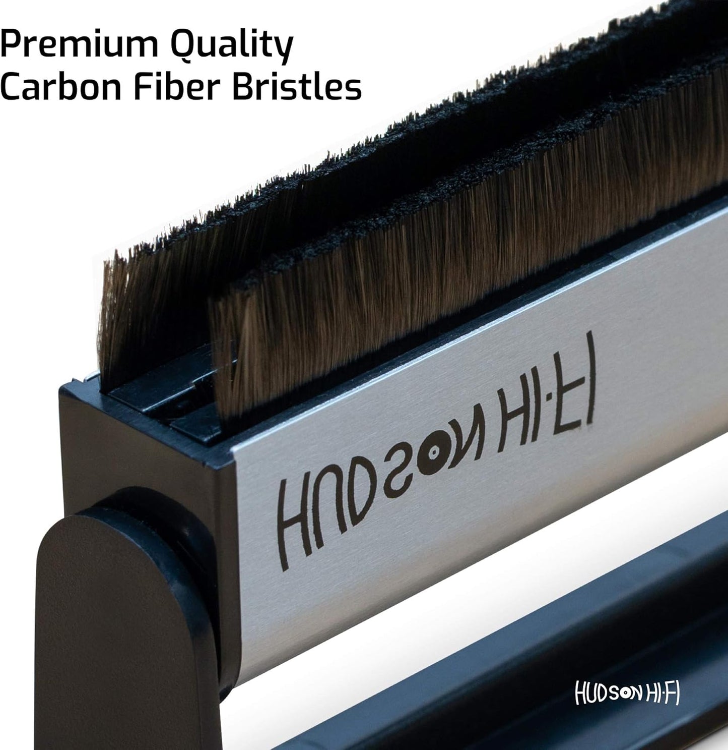 Hudson Hi-Fi Vinyl Record Brush w/Anti-Static Carbon Fiber Bristles - Precision-Made, Gentle & Effective Record Cleaning Brush for LPs