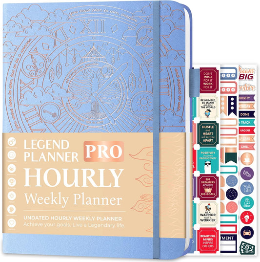 Legend Planner PRO Hourly Schedule - Weekly & Daily Organizer with Time Slots. Appointment Book Journal for Work & Personal, A4 (Periwinkle)