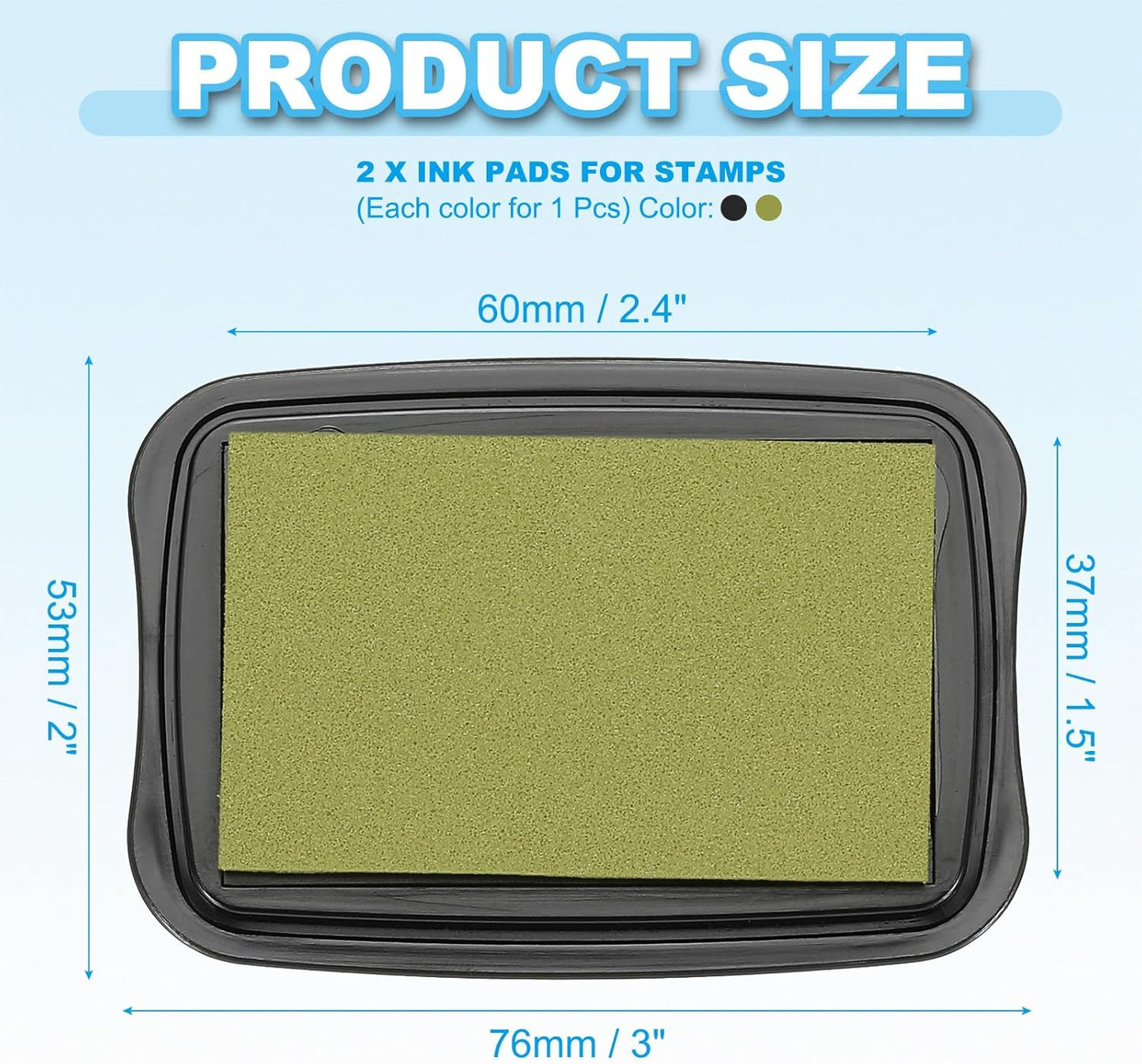 PATIKIL 3"x2" Large Stamp Pad, 2Pcs Washable Craft Ink Pad for Rubber Stamp Card Making Stamping Scrapbook Fingerprint Handprint, Light Green/Black