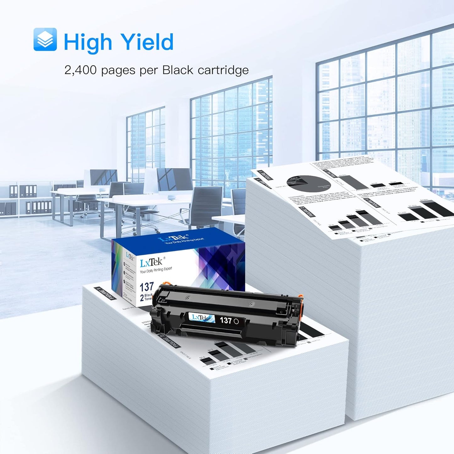 LxTek Compatible Toner Cartridge Replacement for Canon 137 Black Toner Cartridge 137 CRG137 to Use with Imageclass D570 MF232w MF242dw MF240 MF230 MF216n MF236n(2 Pack, 137 Black)