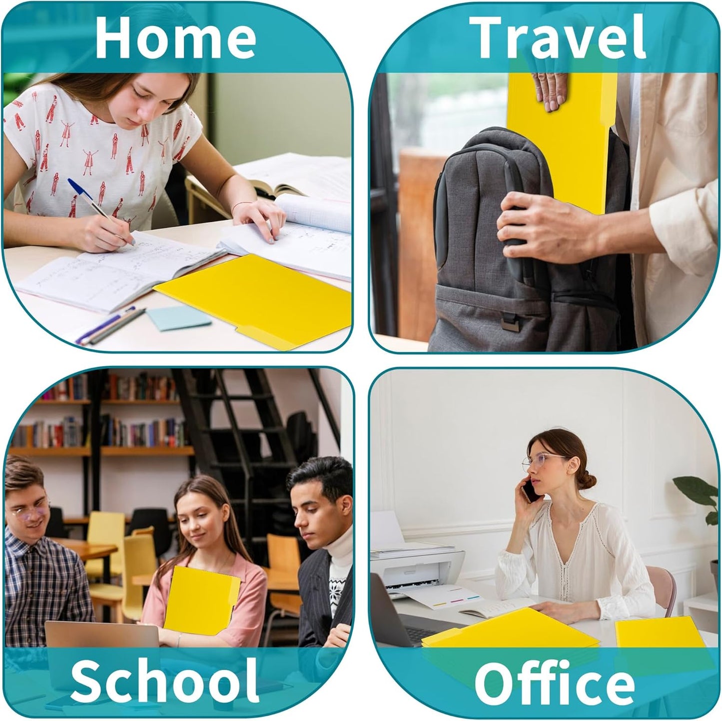 Two Tone Color File Folder 8.5 x 11 Inch,36 Packs Yellow File Folders,1/3 Cut Tab File Folder Letter Size, Assorted Colors,Manila File Folders for Office,School and Home,Organization