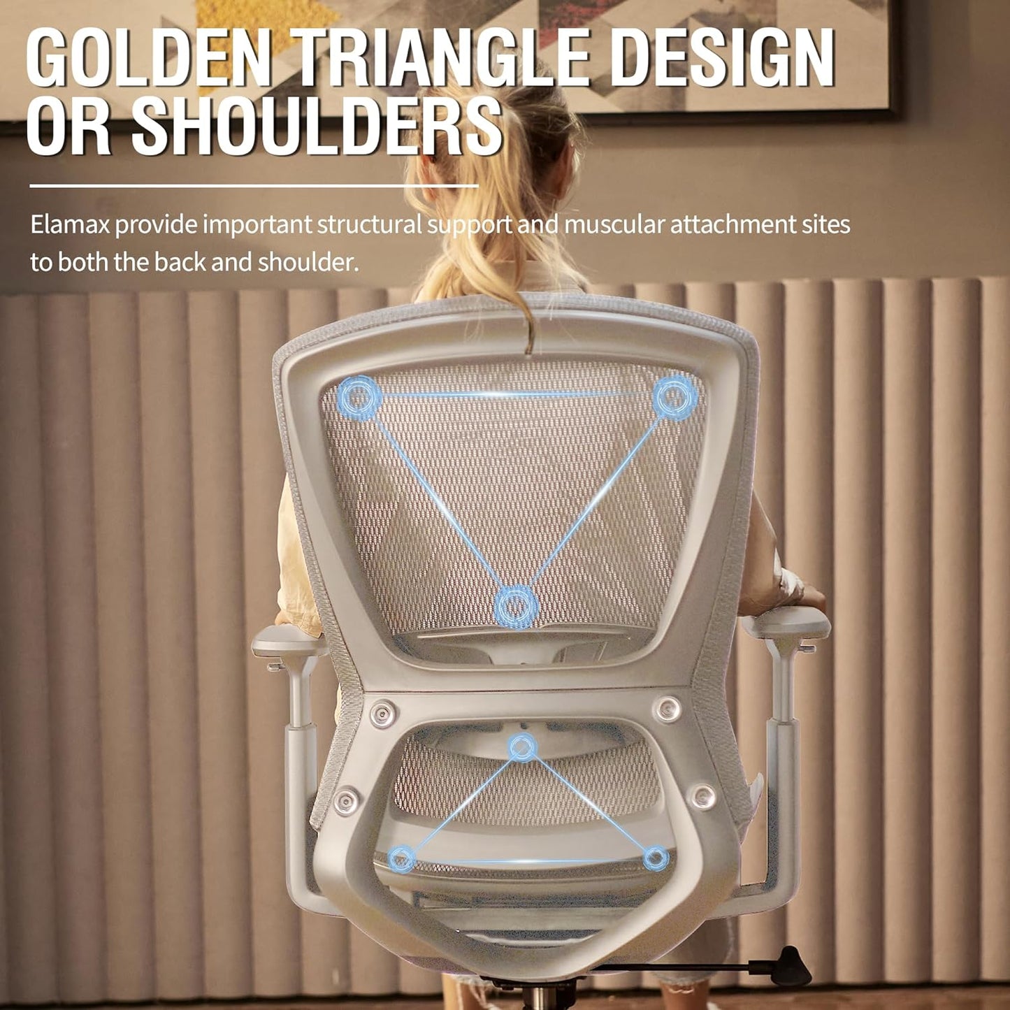 ELABEST T96 Mesh Office Chair,Ergonomic Computer Desk Chair,Sturdy Task Chair- Adjustable Lumbar Support & Armrests,Tilt Function,Comfort Wide Seat,Swivel Home Office Chair