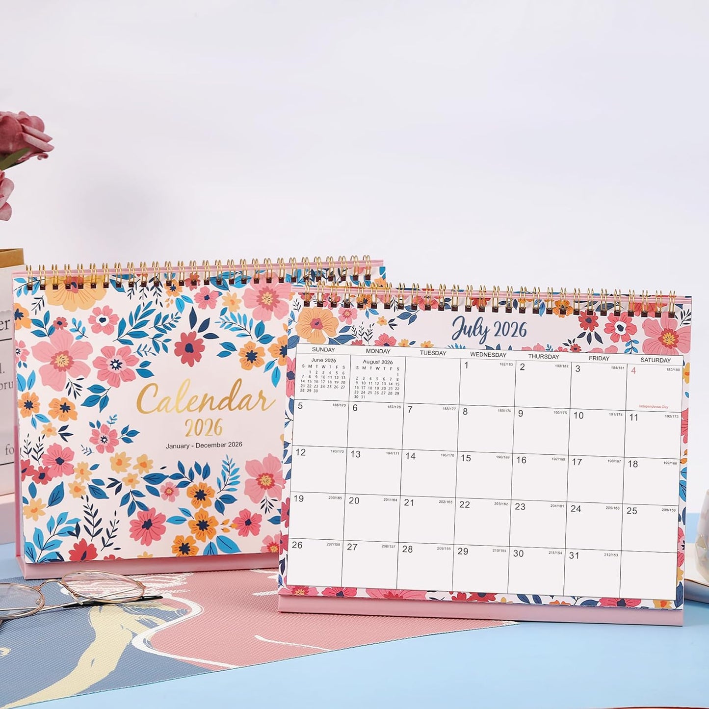 2026 Desk Calendar - Jan. 2026 – Dec. 2026, Standing Flip Calendar 2026, 12 Months Desktop Calendar, 10" x 8.3", Thick Paper, Strong Binding, Stand Up, with Memo Pages ＆ Blank Blocks