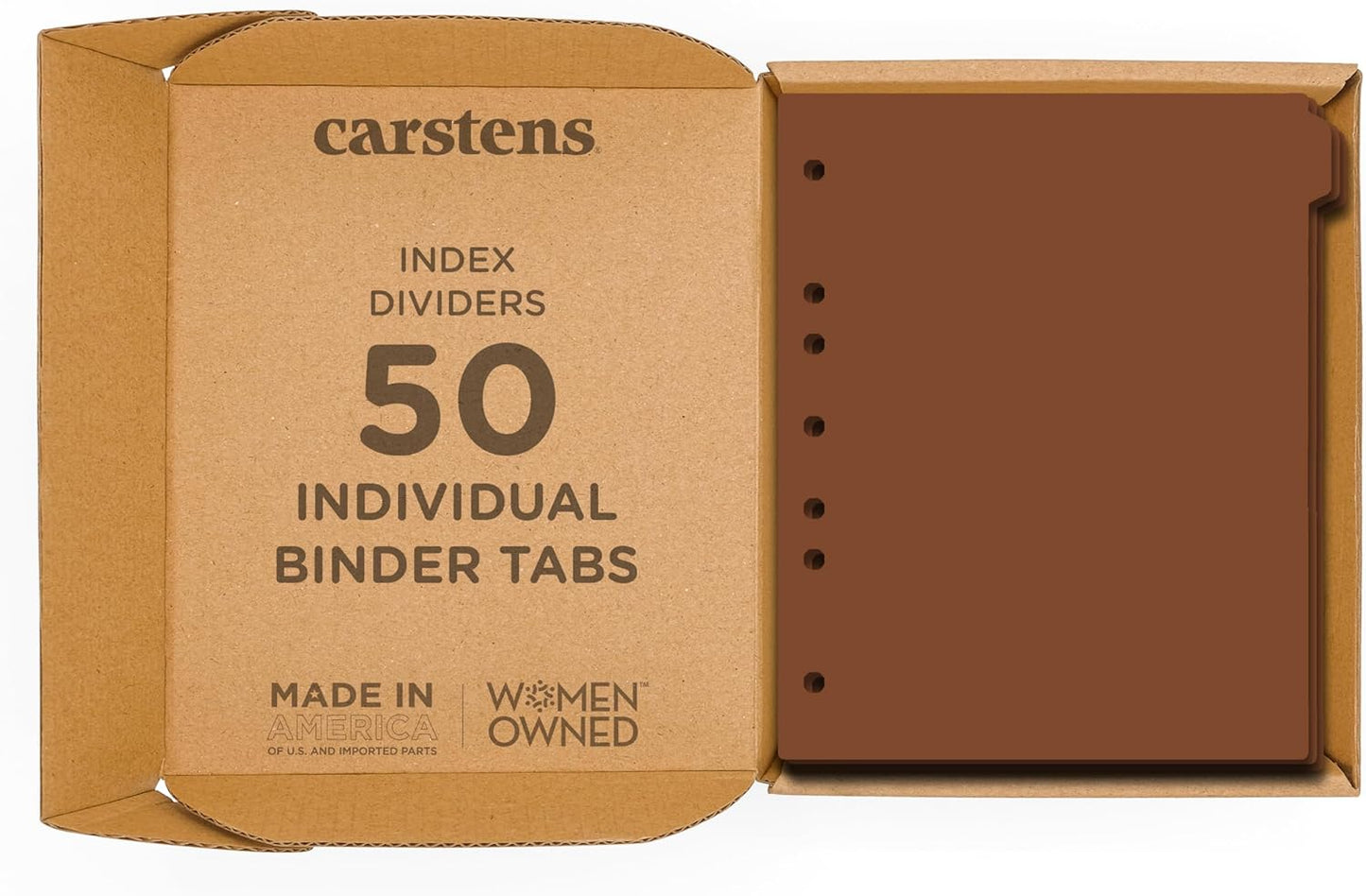 Carstens - Heavy Duty Plastic Ring Binder Dividers, Side Tab, 1/9 Cut, Tab 1 Position, US Letter, Brown, Case of 50, (2618-21CS) - Ideal Medical Chart Dividers or Index Tabs for 3 Ring Binders