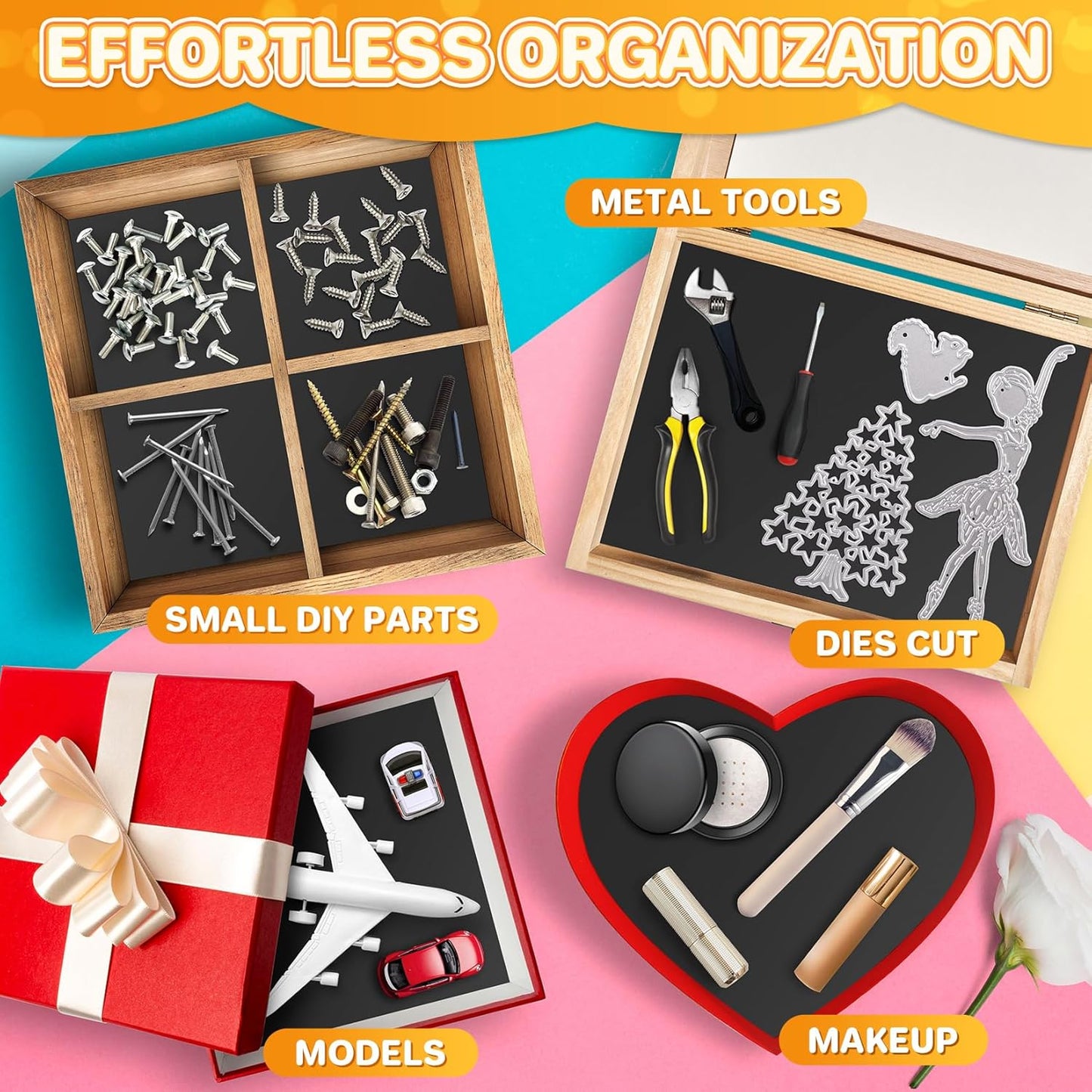 FINDMAG Magnetic Adhesive Sheets, 40PCS Magnetic Tape, Flexible Magnet with Adhesive Backing, Magnet Sheet Stickers for Crafts, Board, Photos, 4" x 6"